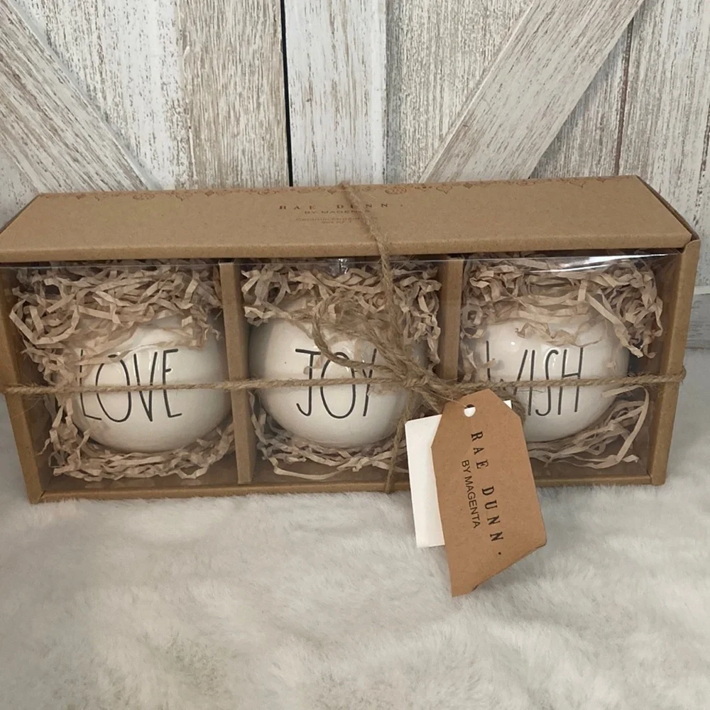 Rae Dunn Love Joy Wish Ceramic Ornaments